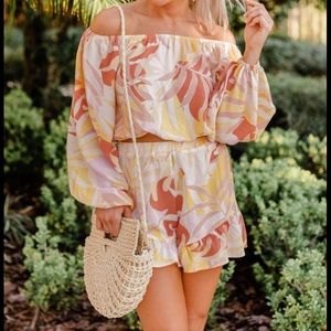 Tropical Blouse & Short Two Piece Set